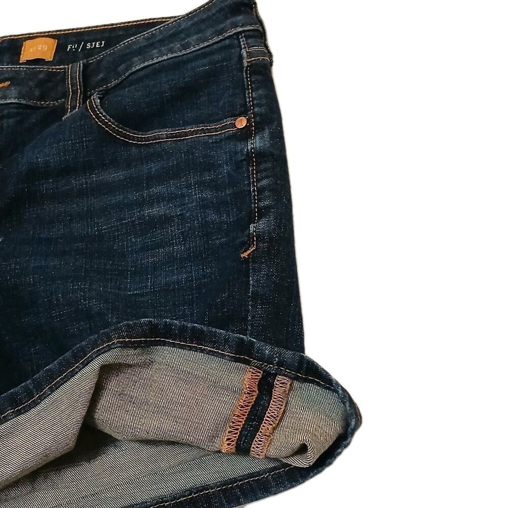 Anthropologie Pilcro Letterpress Blue Denim Shorts 32 Blue Salvage Roll Up $65 - Picture 6 of 16